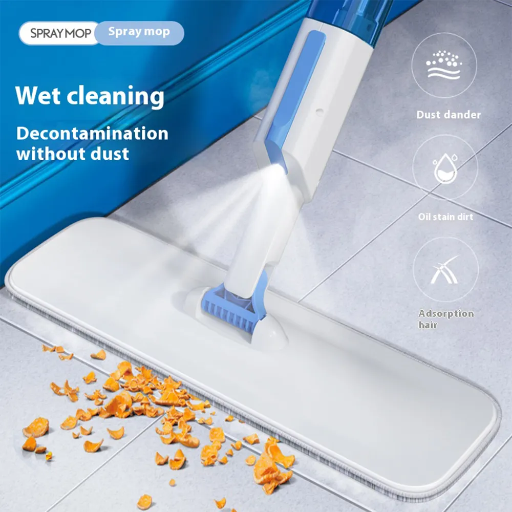 2-in-1 Rotatable Flat Mop And Window Cleaner Spray PVA Wiper Magic Glass Cleaner Brush Squeegee Kit Household Cleaning Tool