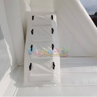 Château gonflable commercial pour fêtes et mariages en extérieur, toboggan gonflable blanc, fosse à balles, matériau PVC, capacité 500 kg, garantie 3 ans
