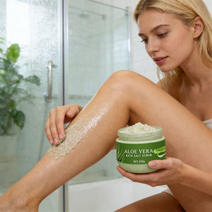 مقشر جسم مخصص بالفواكه نباتي طبيعي عضوي من ملح البحر وزبدة الشيا وشجرة الشاي وفيتامين E والصبار مقشر للجسم - Product Image 3