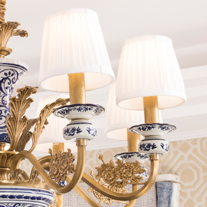 Design tradizionale moderno grande lampadario in ceramica di lusso Hotel soggiorno <span class=keywords><strong>sala</strong></span> 220V bianco luci a sospensione in rame materiale - Product Image 4