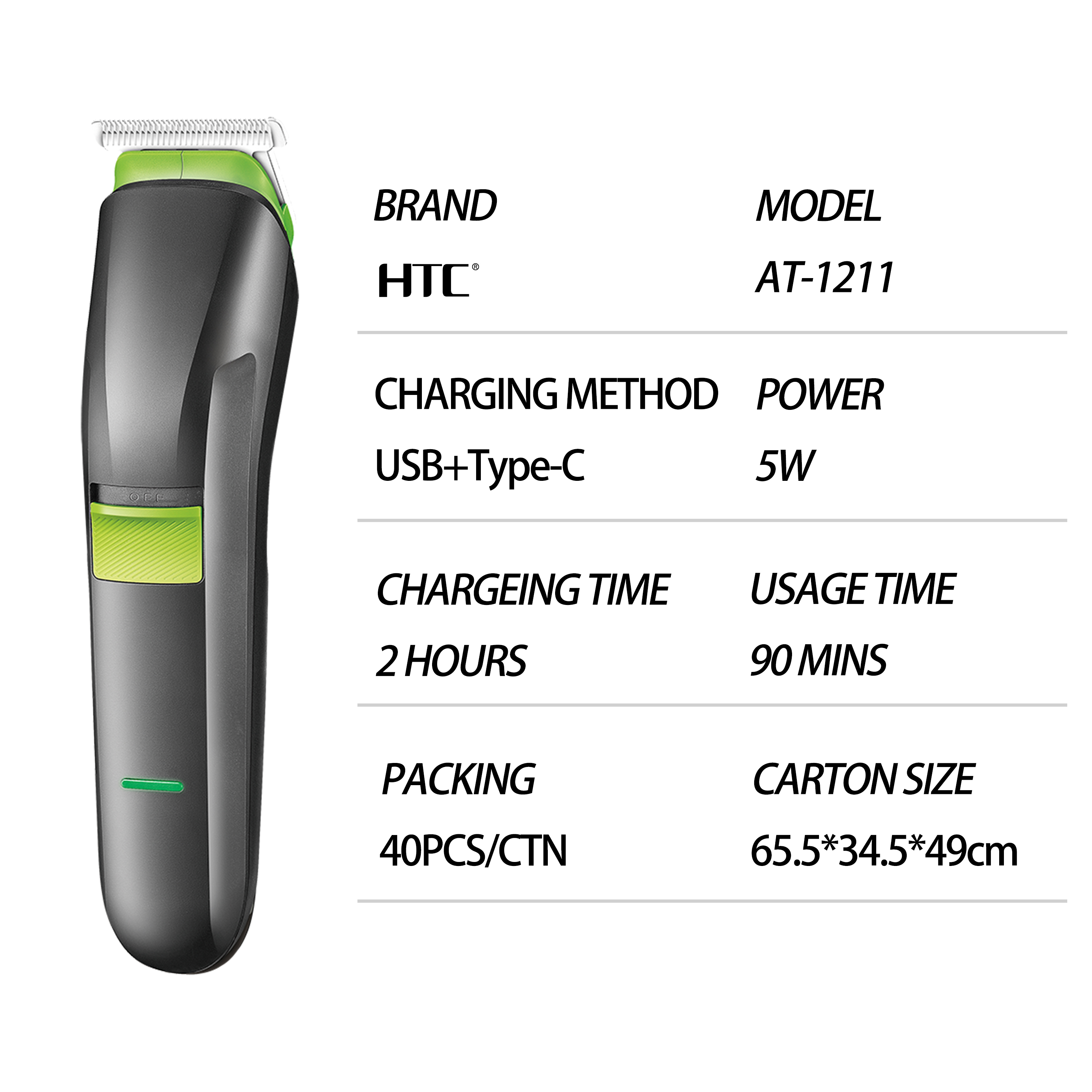 HTC AT-1211 4-in-1 Electric Grooming Kit description image