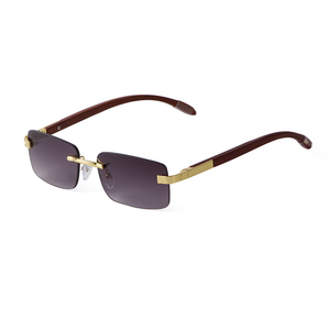 ADE WU STY535C Moda Original Pierna <span class=keywords><strong>de</strong></span> madera Gafas <span class=keywords><strong>de</strong></span> sol sin montura Marco pequeño Rectángulo Bloque <span class=keywords><strong>de</strong></span> luz azul Gafas ópticas al por mayor - Product Image 3