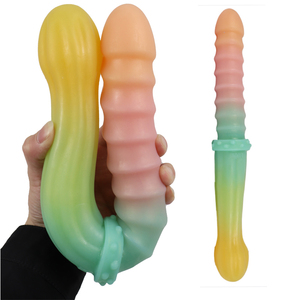 LUUK Silicone liquide Super doux Phoenix couleur gode Double têtes pénis réaliste en caoutchouc coq pour jouet sexuel lesbien - Product Image 1