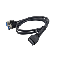 Çift Portlu Altın Kaplama USB 3.0 Ön Panel Kablosu, PVC Kılıflı, Vidalı Montaj Tipi, PC Kasası için Anakart 20 Pinli