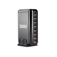 Bloc de charge personnalisé 500W GaN 8 ports USB Type C Chargeur d'ordinateur portable Chargeur de bureau PD 65W 100w Station de charge rapide