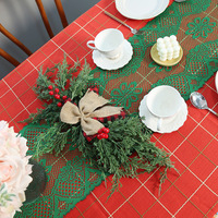 Noël Style américain Floral Durable dentelle chaîne tricoté gland nappe personnalisable pour fête à manger Table basse