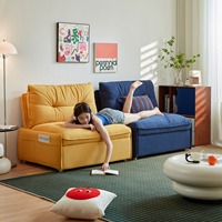 Sofá Cama Moderno Convertible, Sofá Cama Europeo Manual de 3 Plazas, Tela de Lino, Ahorro de Espacio, Función de Dormir Moderna, Uso en Hoteles