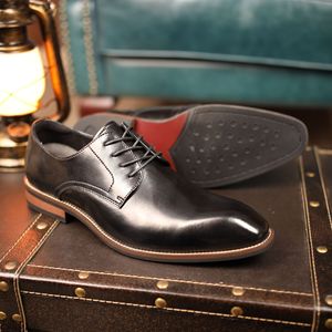 Chaussures en cuir pour hommes printemps, style Derby polyvalent et décontracté, à bout carré, pour affaires et trajets quotidiens, avec bout large - Product Image 4