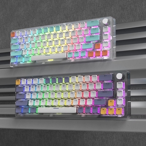 New USB-C LED Portable Transparent Gasket Hot Swappable Mechanical Gaming <b>Keyboard</b> RGB Backlit Compact 68 Clear Keycaps - Product Image 6