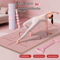 Tapis de yoga personnalisé de haute qualité avec logo, pliable, en caoutchouc TPE épais, imprimé, pour femmes, ensemble de fitness, bandes de résistance, rouleaux en mousse, bâton de fitness