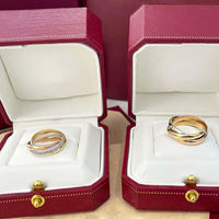 Bague tendance en acier inoxydable trois couleurs avec diamants, design de marque Fashion Cart, pour femmes et hommes