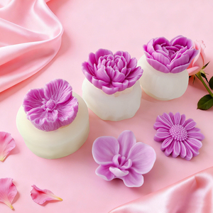 قوالب سيليكون ثلاثية الأبعاد على شكل زهور وورود صديقة للبيئة وآمنة للغسل في غسالة الأطباق لصنع الشموع والصابون وتزيين الكعك والحلويات يدويًا - Product Image 4