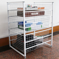 Kit de paniers de rangement métalliques extractibles réglables OEM avec glissières de tiroir, organisateur à 4 niveaux pour placard, armoire, bureau