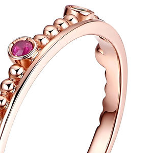 Bague unisexe en or rose 18 carats de style classique avec incrustation de diopside et de rubis, certifiée NGTC, VM.Jewelry - Product Image 3