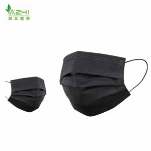 Masque facial jetable noir à 3 plis de l'usine Xiantao Yazhi, masque facial médical jetable avec logo personnalisé - Product Image 2