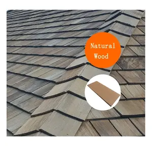 Beli bahan bangunan kayu padat ramah lingkungan yang saling mengunci kayu Cedar merah gelang atap