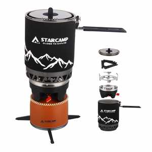 STARCAMP 3000W便携式不锈钢燃气灶可折叠喷射快速煮沸带自动丙烷燃料野营带1800毫升锅 - Product Image 1