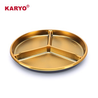 KARYO 281-2 Boîte d'emballage pour viande fraîche, fruits et légumes à 3 compartiments, boîte ronde en plastique jetable pour aliments, sushi