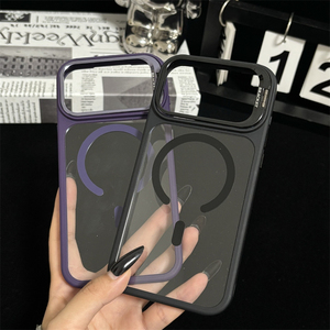 Étui de protection magnétique antichoc en acrylique transparent de luxe avec support de lentille en métal pour iPhone 18 17 16 15 14 13 Pro Max Plus - Product Image 4