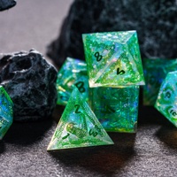 Pour Udixi Logo personnalisable RPG Donjons et Dragons Jeu de dés en résine Vert avec motif de côtés tranchants