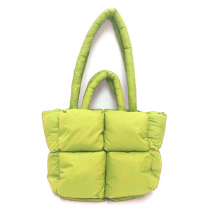 Custom Logo Luxury Women's Quilted Puffer Padded Handbags Nylon Waterproof Resistant Double Shoulder Strap Tote Shopping Bags
