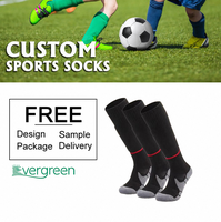 Chaussettes de compression montantes en coton tricotées pour jeunes footballeurs, unisexe, avec coussinets, collection automne, athlétiques, ODM (lot de 3 paires noires, logo personnalisable)