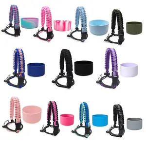 حامل زجاجات واسع الفوهة بحزام يدوي وحبل ملون - Product Image 5