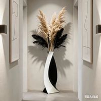 Pot Bunga Keramik Desain Modern Besar, Vas Porselen Fiberglass Putih untuk Pajangan Lantai