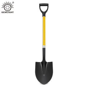 Bêche à pointe ronde avec manche en fibre de verre, poignée en D, lame en acier, bêche de terrassement pour la construction et le jardinage, vente en gros - Product Image 1