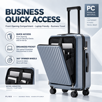Valise à roulettes professionnelle moderne compatible ordinateur portable, coque rigide, serrure TSA, compartiment avant à accès rapide, ports USB-A et Type-C pour le travail