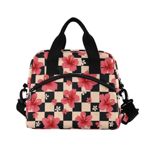 Portable Checkered Hibiscus Flower Reusable <b>Lunch</b> <b>Box</b> Hawaiian Insulated <b>Bags</b> Small Cooler Tote Hawaii <b>Lunch</b> <b>Bag</b> for Women - Product Image 2