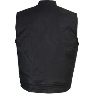 2025 hombres MDM3025 negro ceroso recubierto Denim Rider Chaleco con Cuello de camisa estilo Club Chaleco de motocicleta - Product Image 5