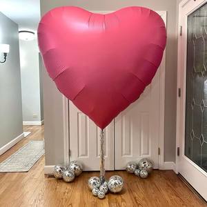 Ballons de fond de fête de mariage en forme de cœur pour décoration de la Saint-Valentin de 68 pouces, couleur pure, rouge, grand cœur Globos - Product Image 4