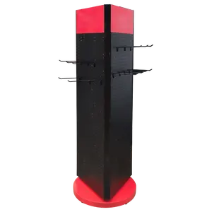 Winkel 3-zijdige Tuingereedschap Sieraden Ansichtkaart Telefoonaccessoires Metalen Pegboard Roterende Spinner Display Stand Rack