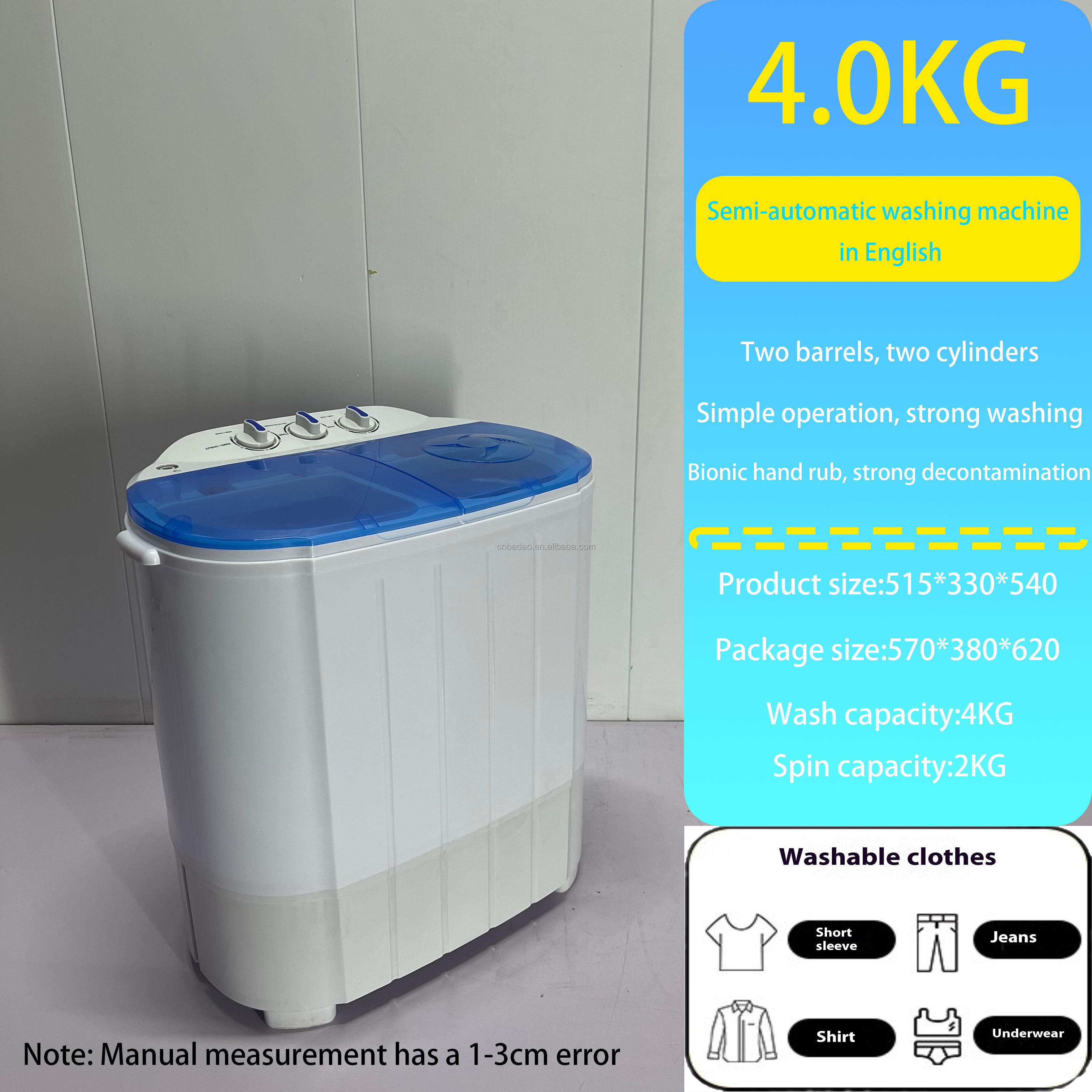 Kg Mini Twin Tub Automatic Washing Portable Washing Machine