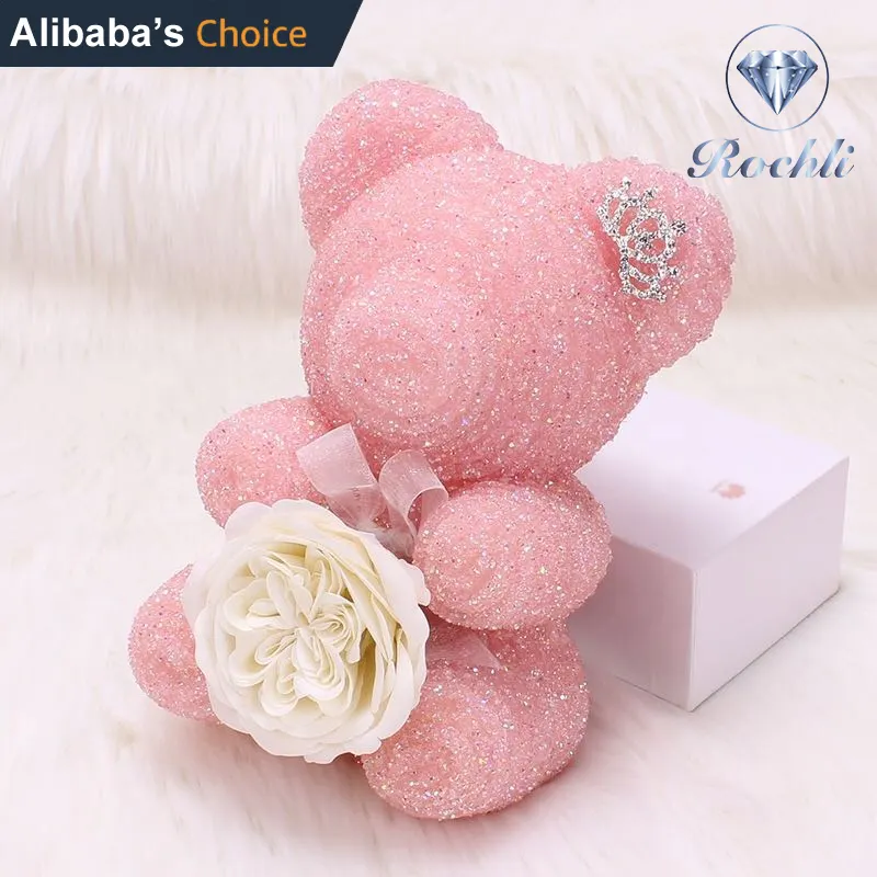 Yeni varış aziz sevgililer günü hediye el yapımı yapay çiçek gül ayı düğün gül oyuncak ayı elmas ayı