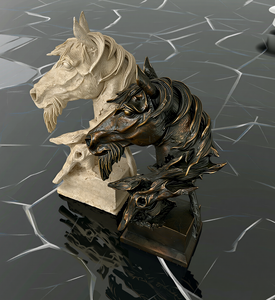 Decoração Moderna para Casa Escultura de Cabeça de Cavalo em Resina Retro Estilo Americano Pintada à Mão Estátua de Animal Presente Empresarial - Product Image 2