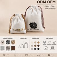 Sac à bijoux personnalisé en coton biologique 100% - Pochette en toile de coton - Petit sac à cordon en coton avec logo pour emballage de bijoux cadeaux