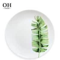 Assiettes de présentation en porcelaine de luxe Ohere, motif Monstera Deliciosa, design minimaliste, certifiées CE, écologiques, pour location de mariage