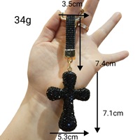 Porte-clés PVC en forme de croix avec strass, pendentif léger de luxe, porte-clés de voiture tendance, breloque de sac à main pour couple, vente en gros