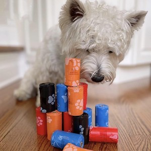 Bolsas para excrementos de mascotas, 6 rollos, biodegradables, compostables, a prueba de fugas, ecológicas, para perros, gatos, paseos al aire libre, estilo simple, de plástico - Product Image 3