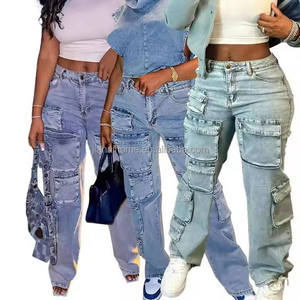 <span class=keywords><strong>Jeans</strong></span> da <span class=keywords><strong>Donna</strong></span> 2026 Nuovi di Tendenza, Larghi, Grigi, Dritti, Vintage, Traspiranti, Eco-Friendly, Multitasche in Denim - Product Image 1