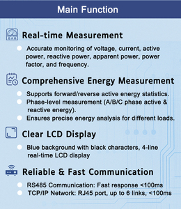 Yada YD6600-N loạt ba pha đa chức năng thông minh Power <span class=keywords><strong>Meter</strong></span> RS485 thông tin liên lạc TCP/IP Mạng Bảng điều chỉnh mét - Product Image 5