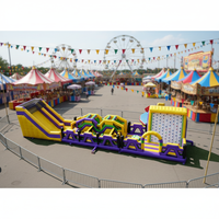 Machine de jeu gonflable interactive commerciale de type « Sweeper Challenge » avec base gonflable pour enfants et adultes, pour parcs d'attractions extérieurs