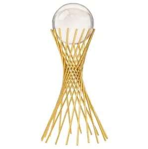 Bola de cristal de luxo para decoração de casa, escultura nórdica em forma de veado dourado, folha decorativa moderna de metal, para decoração de mesa, 2024