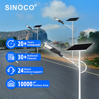 Lampadaire solaire LED Sinoco populaire de haute qualité avec télécommande et capteur de mouvement, indice IP66, pour usage extérieur