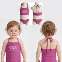 Maillots de bain pour enfants personnalisés OEM, bikinis à col rond pour filles, maillots de bain 2 pièces pour enfants, vêtements de plage respirants et à séchage rapide pour la plage et la piscine
