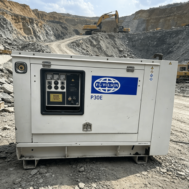 Used P30E Silent Diesel Generator Unit 23.9 kW 50Hz Three-Phase Low Noise Well-kept for Construction Site Use