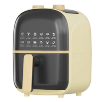 Friteuse à air compacte mécanique 3L, mini-four à friture rétro blanc crème pour la cuisine domestique, petit four à air peu encombrant