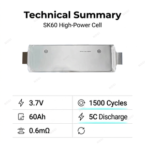 Sel Baterai Lithium SK 60Ah NMC Pouch Cell 3.7V Original Baru Kapasitas Tinggi - Product Image 3